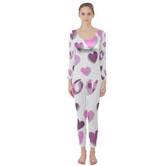 Love Valentine S Day 3d Fabric Long Sleeve Catsuit by Nexatart