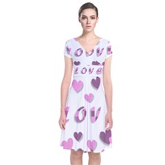 Love Valentine S Day 3d Fabric Short Sleeve Front Wrap Dress by Nexatart