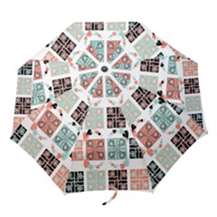 Mint Black Coral Heart Paisley Folding Umbrellas by Nexatart