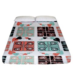 Mint Black Coral Heart Paisley Fitted Sheet (king Size)