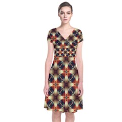 Kaleidoscope Image Background Short Sleeve Front Wrap Dress by Nexatart