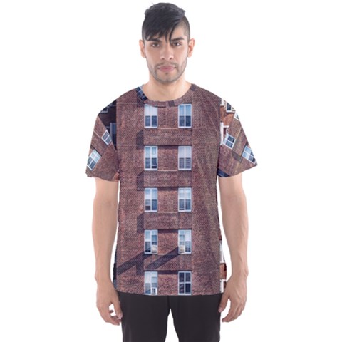 New York Building Windows Manhattan Men s Sport Mesh Tee by Nexatart