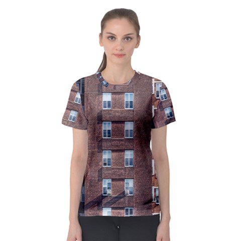 New York Building Windows Manhattan Women s Sport Mesh Tee by Nexatart