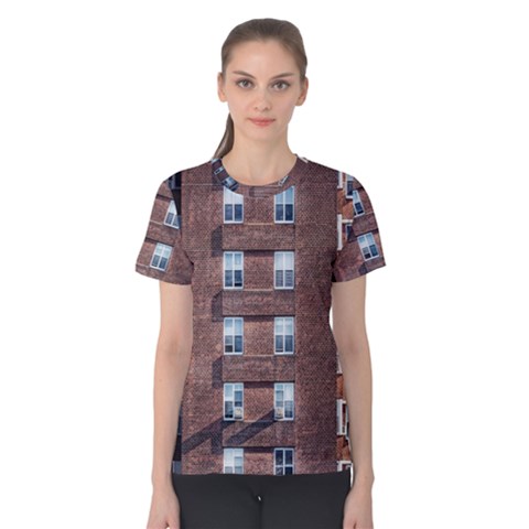 New York Building Windows Manhattan Women s Cotton Tee by Nexatart