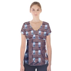 New York Building Windows Manhattan Short Sleeve Front Detail Top by Nexatart