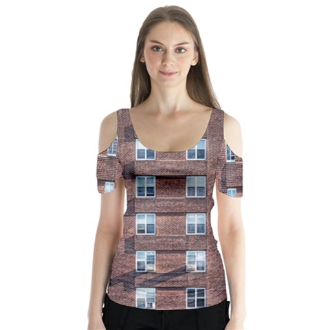 New York Building Windows Manhattan Butterfly Sleeve Cutout Tee  by Nexatart