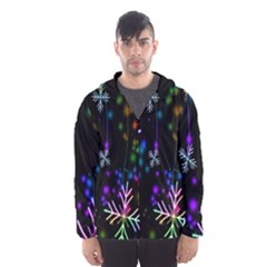 Nowflakes Snow Winter Christmas Hooded Wind Breaker (men) by Nexatart