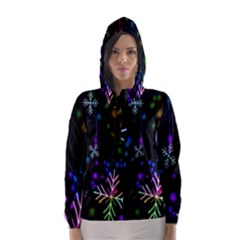 Nowflakes Snow Winter Christmas Hooded Wind Breaker (women) by Nexatart