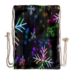 Nowflakes Snow Winter Christmas Drawstring Bag (large) by Nexatart