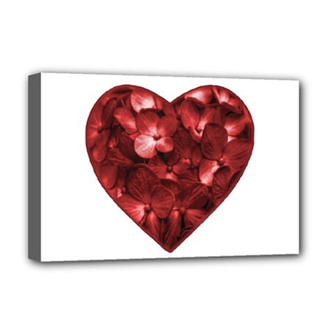 Floral Heart Shape Ornament Deluxe Canvas 18  X 12   by dflcprints