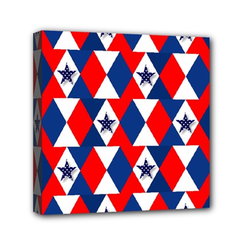 Patriotic Red White Blue 3d Stars Mini Canvas 6  X 6  by Nexatart