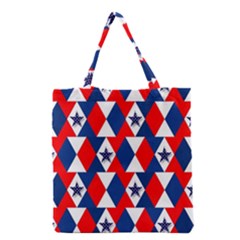 Patriotic Red White Blue 3d Stars Grocery Tote Bag by Nexatart