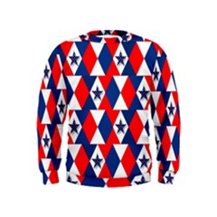 Patriotic Red White Blue 3d Stars Kids  Sweatshirt