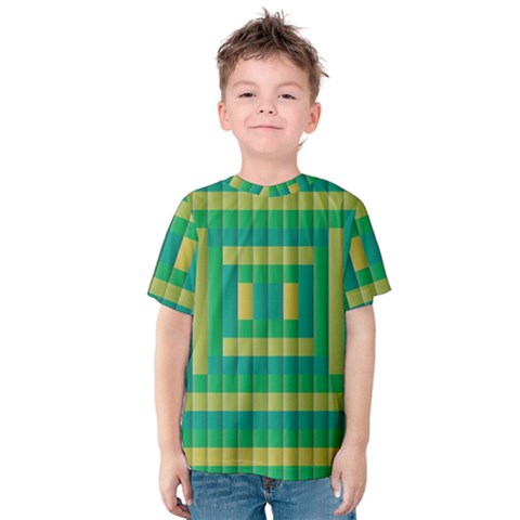 Pattern Grid Squares Texture Kids  Cotton Tee by Nexatart