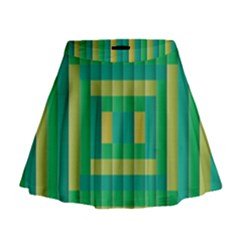 Pattern Grid Squares Texture Mini Flare Skirt