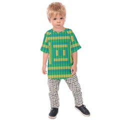 Pattern Grid Squares Texture Kids  Raglan Tee