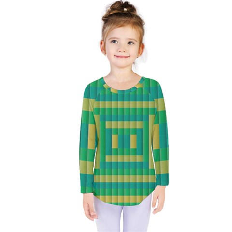 Pattern Grid Squares Texture Kids  Long Sleeve Tee by Nexatart