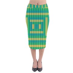 Pattern Grid Squares Texture Velvet Midi Pencil Skirt by Nexatart