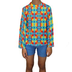 Pop Art Abstract Design Pattern Kids  Long Sleeve Swimwear by Nexatart