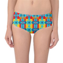 Pop Art Abstract Design Pattern Mid-waist Bikini Bottoms by Nexatart