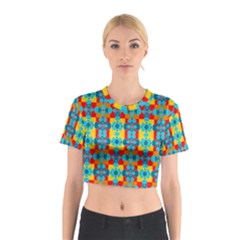 Pop Art Abstract Design Pattern Cotton Crop Top by Nexatart