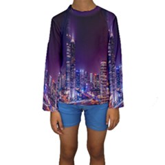 Raised Building Frame Kids  Long Sleeve Swimwear