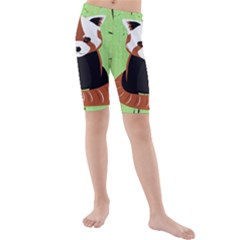 Red Panda Bamboo Firefox Animal Kids  Mid Length Swim Shorts by Nexatart