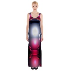 Red 3d  Computer Work Maxi Thigh Split Dress