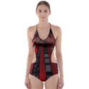 Red Building City Cut-Out One Piece Swimsuit View1