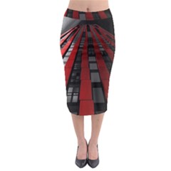 Red Building City Midi Pencil Skirt by Nexatart