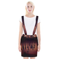 Silhouette Of Circus People Suspender Skirt