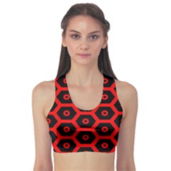 Red Bee Hive Texture Sports Bra by Nexatart