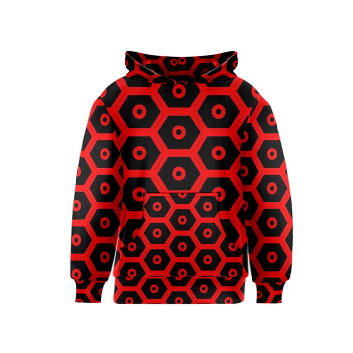 Red Bee Hive Texture Kids  Pullover Hoodie