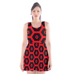 Red Bee Hive Texture Scoop Neck Skater Dress by Nexatart