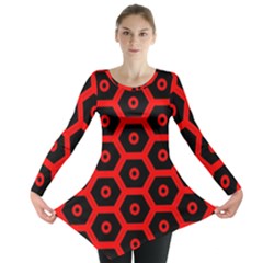 Red Bee Hive Texture Long Sleeve Tunic  by Nexatart