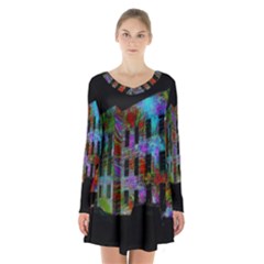 Science Center Long Sleeve Velvet V-neck Dress