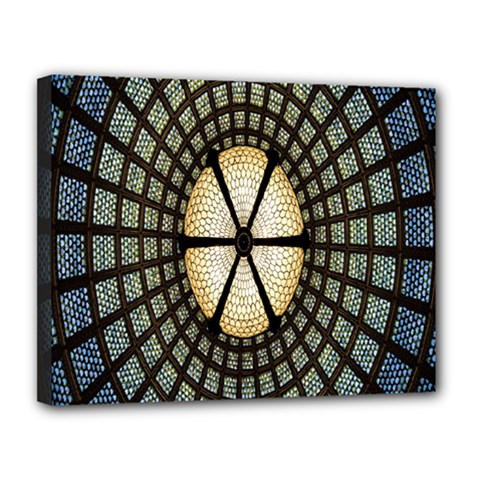 Stained Glass Colorful Glass Canvas 14  X 11  by Nexatart