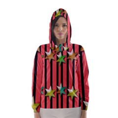 Star Christmas Greeting Hooded Wind Breaker (women) by Nexatart