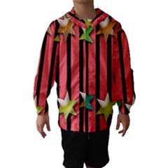 Star Christmas Greeting Hooded Wind Breaker (kids) by Nexatart