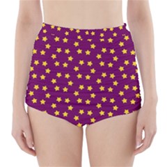 Star Christmas Red Yellow High-waisted Bikini Bottoms by Nexatart