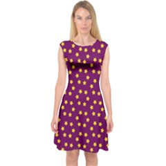 Star Christmas Red Yellow Capsleeve Midi Dress by Nexatart