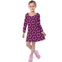 Star Christmas Red Yellow Kids  Long Sleeve Velvet Dress View1