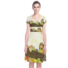 Squirrel Short Sleeve Front Wrap Dress by Nexatart