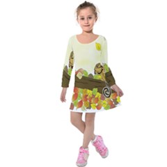 Squirrel Kids  Long Sleeve Velvet Dress by Nexatart