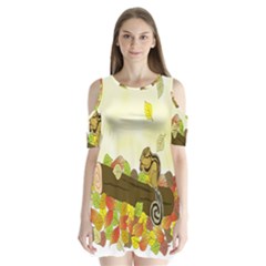 Squirrel Shoulder Cutout Velvet  One Piece by Nexatart