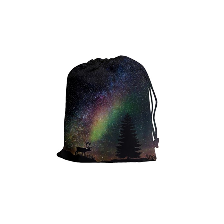 Starry Sky Galaxy Star Milky Way Drawstring Pouches (Small) 