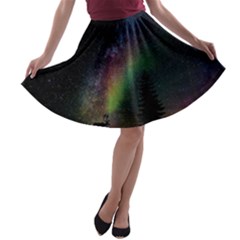 Starry Sky Galaxy Star Milky Way A-line Skater Skirt