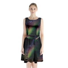 Starry Sky Galaxy Star Milky Way Sleeveless Chiffon Waist Tie Dress by Nexatart