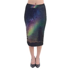 Starry Sky Galaxy Star Milky Way Velvet Midi Pencil Skirt by Nexatart