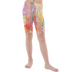 Watercolour Watercolor Paint Ink  Kids  Mid Length Swim Shorts